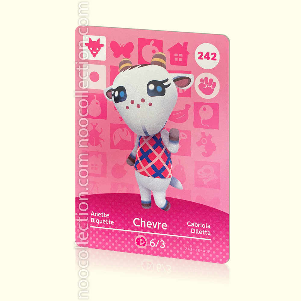 Carte Amiibo Animal Crossing - Biquette (Chevre) N°242 - Série 3 - EUR - Near Mint